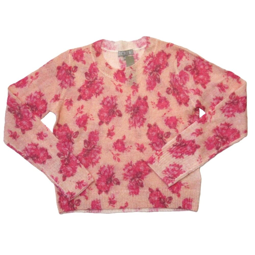 NWT J.Crew Brushed Wool-blend Crewneck Sweater in Pink Lemon Rose Garden XS